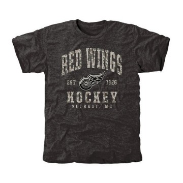 Men's Detroit Red Wings Camo Stack Tri-Blend T-Shirt - Black