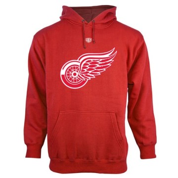 Men's Detroit Red Wings Old Time Hockey Big Logo with Crest Pullover Hoodie - - Red