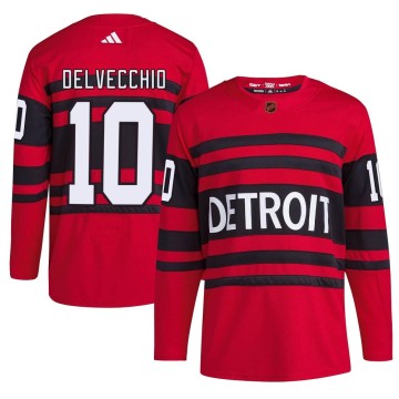 Authentic Adidas Men's Alex Delvecchio Detroit Red Wings Reverse Retro 2.0 Jersey - Red