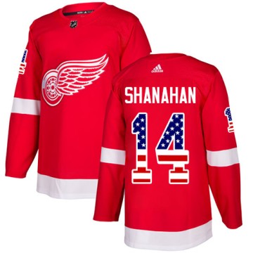 Authentic Adidas Men's Brendan Shanahan Detroit Red Wings USA Flag Fashion Jersey - Red