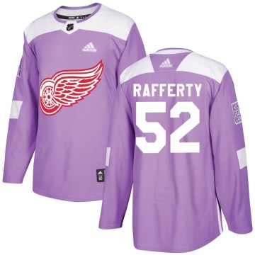 Authentic Adidas Men's Brogan Rafferty Detroit Red Wings Hockey Fights Cancer Practice Jersey - Purple