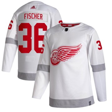 Authentic Adidas Men's Christian Fischer Detroit Red Wings 2020/21 Reverse Retro Jersey - White