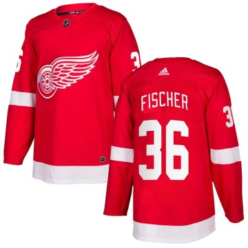 Authentic Adidas Men's Christian Fischer Detroit Red Wings Home Jersey - Red