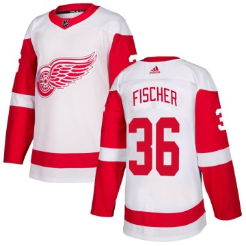 Authentic Adidas Men's Christian Fischer Detroit Red Wings Jersey - White