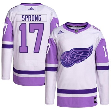 Authentic Adidas Men's Daniel Sprong Detroit Red Wings Hockey Fights Cancer Primegreen Jersey - White/Purple