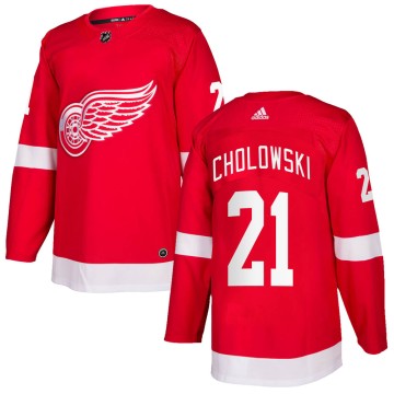 Authentic Adidas Men's Dennis Cholowski Detroit Red Wings Home Jersey - Red