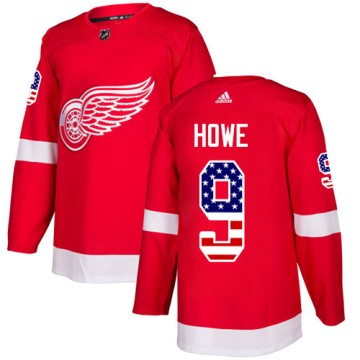 Authentic Adidas Men's Gordie Howe Detroit Red Wings USA Flag Fashion Jersey - Red