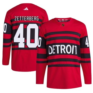 Authentic Adidas Men's Henrik Zetterberg Detroit Red Wings Reverse Retro 2.0 Jersey - Red