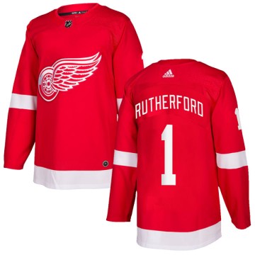 Authentic Adidas Men's Jim Rutherford Detroit Red Wings Home Jersey - Red