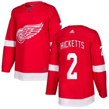 Authentic Adidas Men's Joe Hicketts Detroit Red Wings Home Jersey - Red