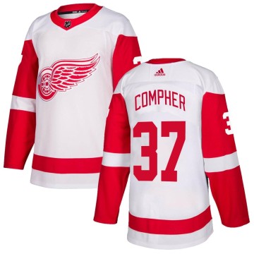 Authentic Adidas Men's J.T. Compher Detroit Red Wings Jersey - White