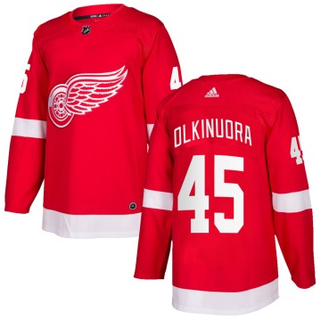Authentic Adidas Men's Jussi Olkinuora Detroit Red Wings Home Jersey - Red