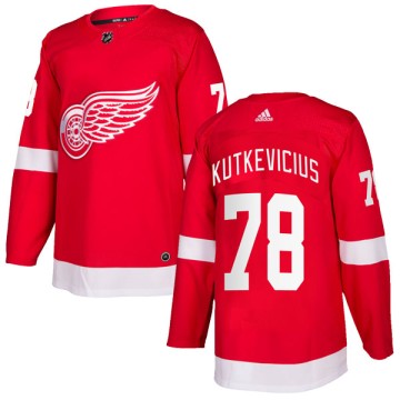 Authentic Adidas Men's Luke Kutkevicius Detroit Red Wings Home Jersey - Red
