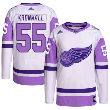 Authentic Adidas Men's Niklas Kronwall Detroit Red Wings Hockey Fights Cancer Primegreen Jersey - White/Purple