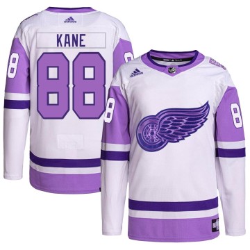 Authentic Adidas Men's Patrick Kane Detroit Red Wings Hockey Fights Cancer Primegreen Jersey - White/Purple