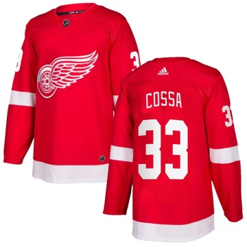 Authentic Adidas Men's Sebastian Cossa Detroit Red Wings Home Jersey - Red