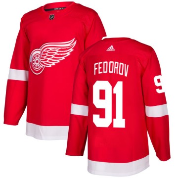 Authentic Adidas Men's Sergei Fedorov Detroit Red Wings Jersey - Red