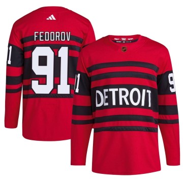Authentic Adidas Men's Sergei Fedorov Detroit Red Wings Reverse Retro 2.0 Jersey - Red