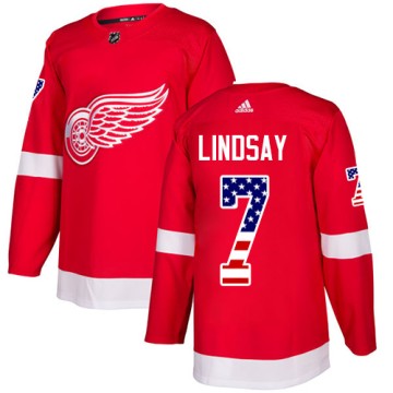 Authentic Adidas Men's Ted Lindsay Detroit Red Wings USA Flag Fashion Jersey - Red