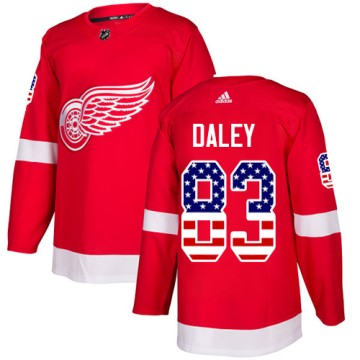 Authentic Adidas Men's Trevor Daley Detroit Red Wings USA Flag Fashion Jersey - Red