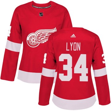 Authentic Adidas Women's Alex Lyon Detroit Red Wings Home Jersey - Red
