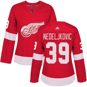 Authentic Adidas Women's Alex Nedeljkovic Detroit Red Wings Home Jersey - Red