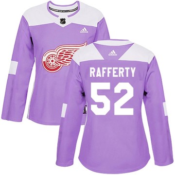 Authentic Adidas Women's Brogan Rafferty Detroit Red Wings Hockey Fights Cancer Practice Jersey - Purple
