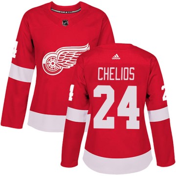 Authentic Adidas Women's Chris Chelios Detroit Red Wings Home Jersey - Red