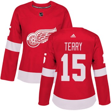 Authentic Adidas Women's Chris Terry Detroit Red Wings Home Jersey - Red