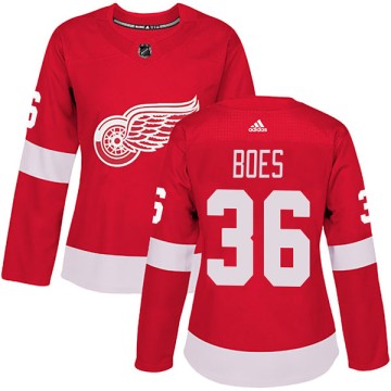 Authentic Adidas Women's Corbin Boes Detroit Red Wings Home Jersey - Red