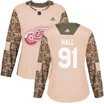 Authentic Adidas Women's Curtis Hall Detroit Red Wings Veterans Day Practice Jersey - Camo
