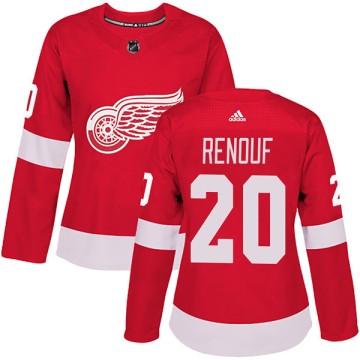 Authentic Adidas Women's Dan Renouf Detroit Red Wings Home Jersey - Red