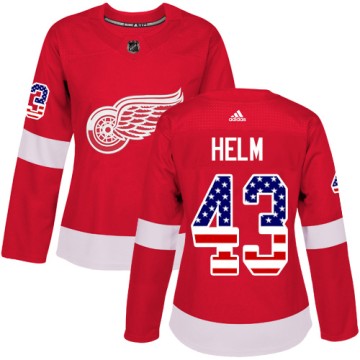 Authentic Adidas Women's Darren Helm Detroit Red Wings USA Flag Fashion Jersey - Red