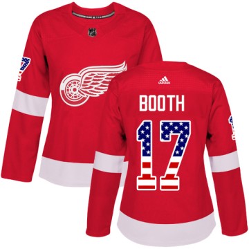 Authentic Adidas Women's David Booth Detroit Red Wings USA Flag Fashion Jersey - Red