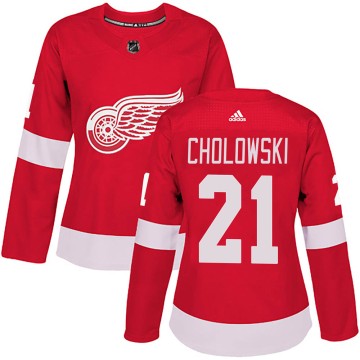 Authentic Adidas Women's Dennis Cholowski Detroit Red Wings Home Jersey - Red