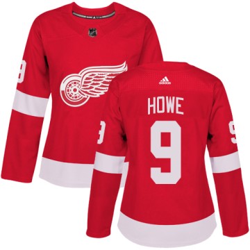 Authentic Adidas Women's Gordie Howe Detroit Red Wings Home Jersey - Red