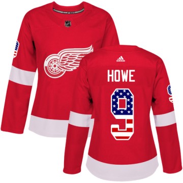 Authentic Adidas Women's Gordie Howe Detroit Red Wings USA Flag Fashion Jersey - Red