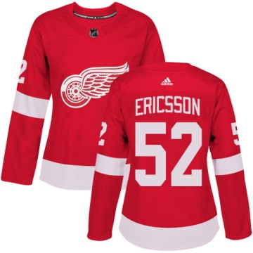 Authentic Adidas Women's Jonathan Ericsson Detroit Red Wings Home Jersey - Red