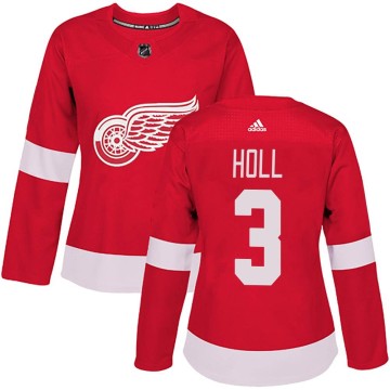 Authentic Adidas Women's Justin Holl Detroit Red Wings Home Jersey - Red