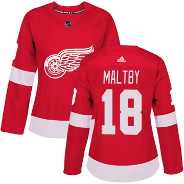 Authentic Adidas Women's Kirk Maltby Detroit Red Wings Home Jersey - Red
