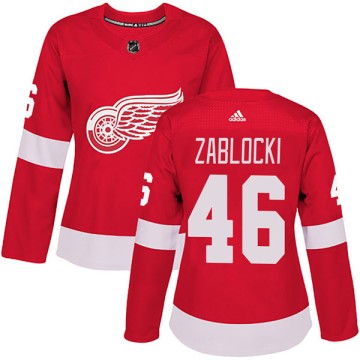 Authentic Adidas Women's Lane Zablocki Detroit Red Wings Home Jersey - Red