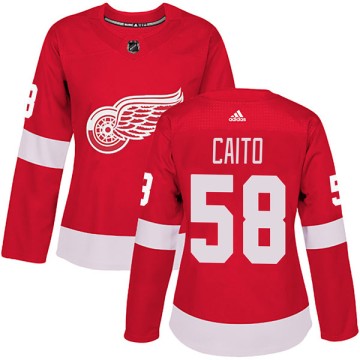 Authentic Adidas Women's Matthew Caito Detroit Red Wings Home Jersey - Red