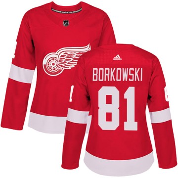 Authentic Adidas Women's Mike Borkowski Detroit Red Wings Home Jersey - Red