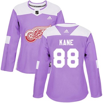 Authentic Adidas Women's Patrick Kane Detroit Red Wings Hockey Fights Cancer Practice Jersey - Purple