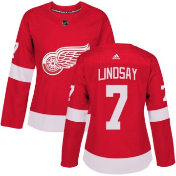 Authentic Adidas Women's Ted Lindsay Detroit Red Wings Home Jersey - Red