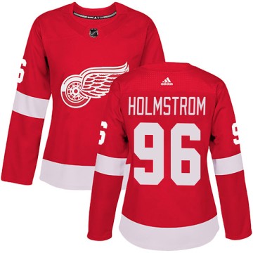 Authentic Adidas Women's Tomas Holmstrom Detroit Red Wings Home Jersey - Red