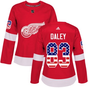 Authentic Adidas Women's Trevor Daley Detroit Red Wings USA Flag Fashion Jersey - Red