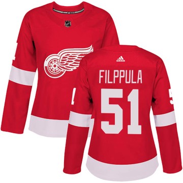 Authentic Adidas Women's Valtteri Filppula Detroit Red Wings Home Jersey - Red