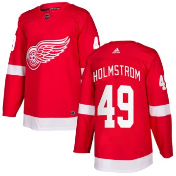 Authentic Adidas Youth Axel Holmstrom Detroit Red Wings Home Jersey - Red