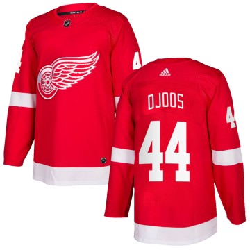 Authentic Adidas Youth Christian Djoos Detroit Red Wings Home Jersey - Red